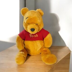 Vintage Disney Winnie the Pooh Plush - Golden Yellow and Red